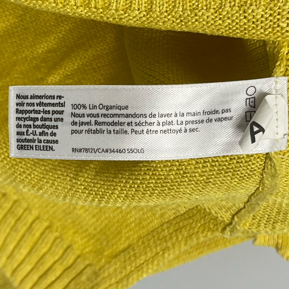 Eileen Fisher Organic Linen Yellow Knit Sweater Top Deep V Neck Top Plus Size 3X - Picture 9 of 12